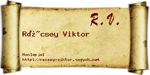Récsey Viktor névjegykártya