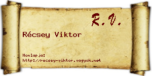 Récsey Viktor névjegykártya